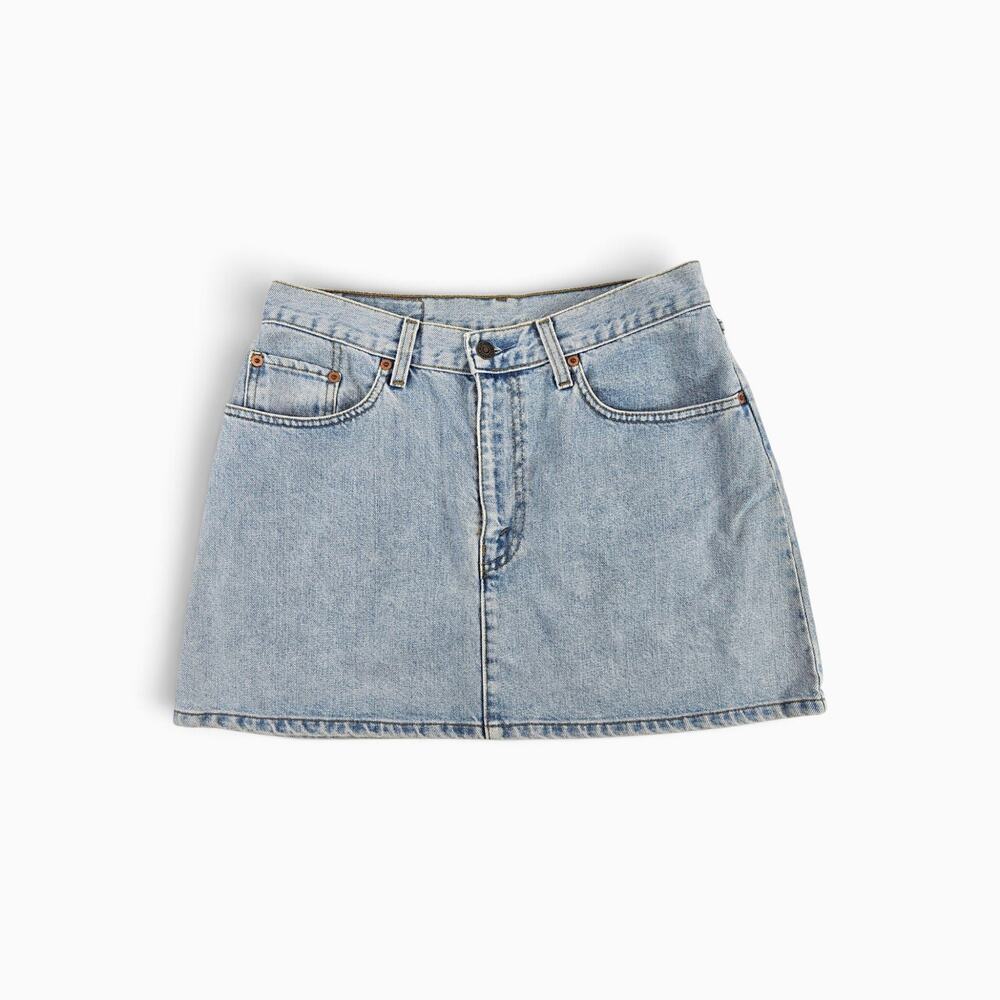 Vintage Levi's Denim Mini Skirt 90's Light Wash - Size 30